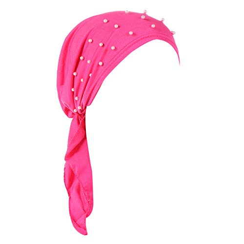 Unbekannt Kopftuch Damen Muslim Kopfbedeckung Turban Kopftuch Schal Turban Headwear Hijab Chemo Mütze Vorgebundenes Kopftuch Headwraps Leichte Hut Hot Rosa von Unbekannt