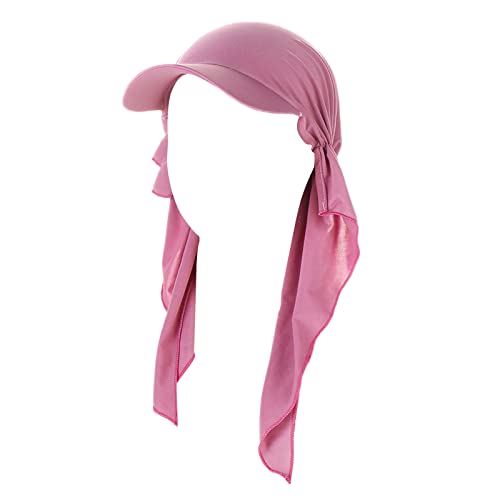 Unbekannt Kopftuch Damen Sonnenblende Kappe mit Schirm Elastic Baumwolle Bandana Turban Sommer Beanie Hut Kopfbedeckung Chemo Headscarf für Krebs Chemotherapie Haarverlust Lila von Unbekannt