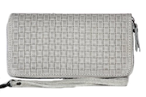 Unbekannt Leder Damen Portemonnaie Geldbörsen in Flechtoptik mit Handgelenkschlaufe (19,5 x10 x 2,5 cm) Handy geeignet,Mod.5000-p von Unbekannt