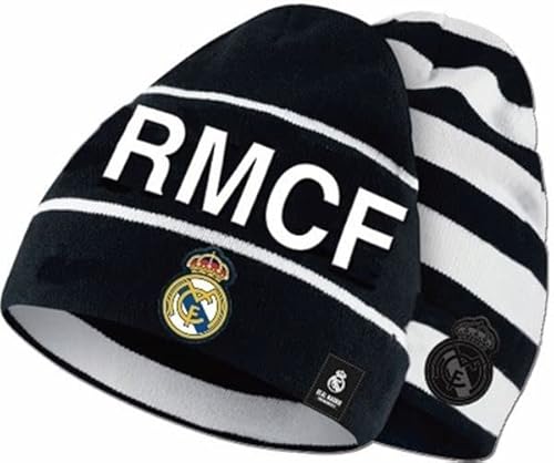 Unbekannt Madrid Beanie Mütze RMCF Madrid Beanie schwarz-weiß gestreift mit Sticklogo von Unbekannt