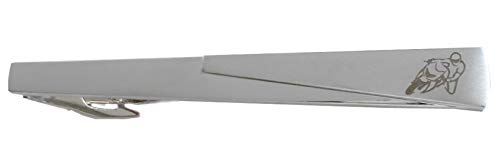 Motorradfahrer Krawattennadel Krawattenklammer mit Gravur Bike mit Fahrer silbern matt glänzend ca. 7 cm inkl. Geschenkbox von Unbekannt