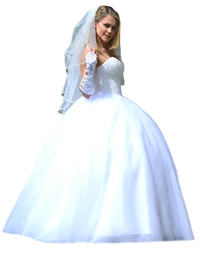 Unbekannt NEU Prinzessin Brautkleid Kristall Hochzeitskleid 34 36 38 40 42 44 46 48 50 Braut Kleid (46, Weiß) von Unbekannt