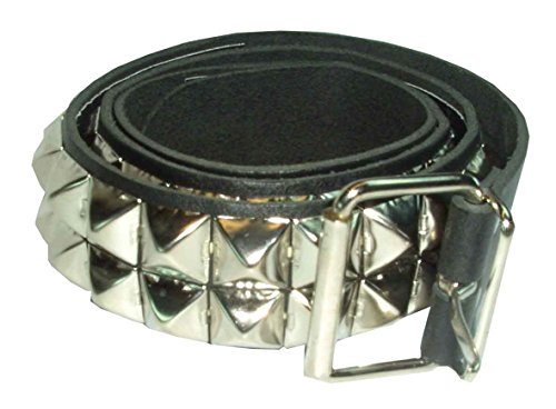 Unbekannt Pyramidennieten Gürtel, 2-reihig, Material: Echtleder, Farbe: Schwarz/Silber, Größe: ca. 4 cm x 100 cm von Unbekannt