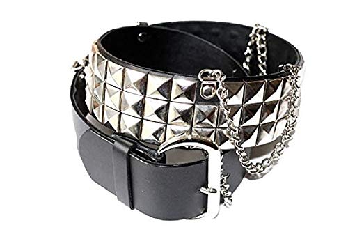 Unbekannt Pyramidennieten - Gürtel 6 cm breit MASSIVER BIKER PYRAMIDE NIETEN GÜRTEL LEDER MIT KETTE, Größe: 115cm von Unbekannt