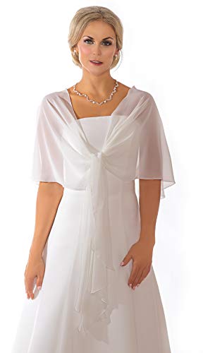 Unbekannt Schal Brautkleid Rundstola Stola Umschlagtuch Chiffon Ivory Jacke Braut 140x120x40 Bolero Braut (Dunkelblau) von Unbekannt