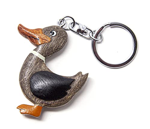 Unbekannt Schlüsselanhänger Ente aus Holz und Metall, Entchen, Rucksackanhänger von Unbekannt