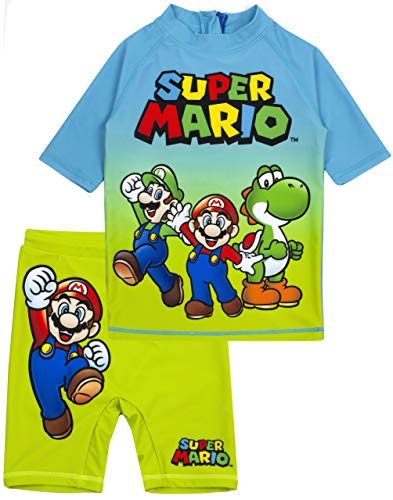 Super Mario Swimsuit Jungen UV50 Sun Safe Zwei Stück Top & Shorts Kostüm 9-10 Jahre von Super Mario