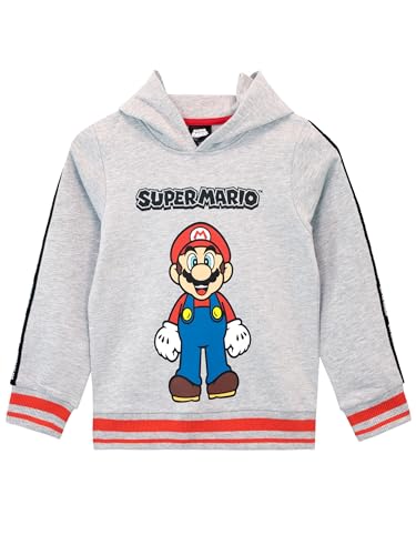 Super Mario Hoodie | Luigi Pullover Jungen | Kapuzenpullover Für Jungen | Offizielles Mario Merchandise Grau 152 von Super Mario