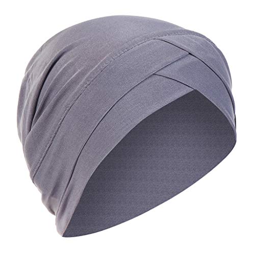 Unbekannt Turban Damen Chemo Muslim Turban Frauen Sommer Beani Mützen Atmungsaktiv Chemo Mützen Baumwolle Grey von Unbekannt