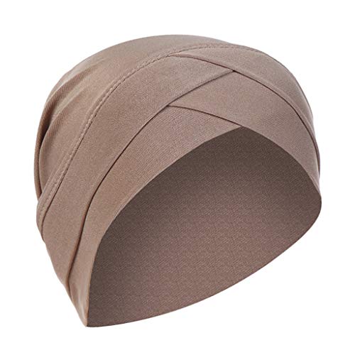Turban Damen Chemo Muslim Turban Frauen Sommer Beani Mützen Atmungsaktiv Chemo Mützen Baumwolle Khaki von Generic