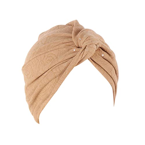 Unbekannt Turbanmütze Damen Turban Muslim Mütze Cotton Kopftuch aus Baumwolle für Frühling, Sommer, Herbst, Winter Khaki von Unbekannt