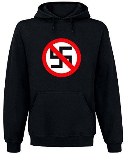 Unbekannt Verbotsschild - Gegen Nazis - Kapuzenpullover, Farbe: Schwarz (M, Schwarz) von Unbekannt