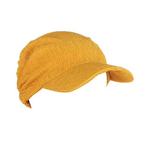 Unbekannt Visor Bandana mit Schirm Haarband Damen Baumwolle Beanie Hüte Sonnenhut Tennis Baseball-Mütze Turban Kopfbedeckung Headwear Kop Wraps Sonnenblende Kappe Gelb von Unbekannt