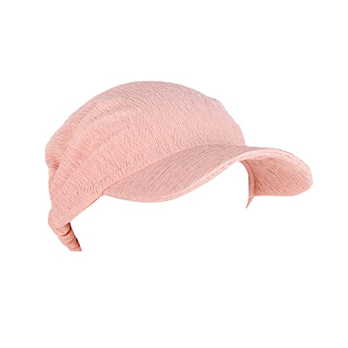 Unbekannt Visor Bandana mit Schirm Haarband Damen Baumwolle Beanie Hüte Sonnenhut Tennis Baseball-Mütze Turban Kopfbedeckung Headwear Kop Wraps Sonnenblende Kappe Rosa von Unbekannt