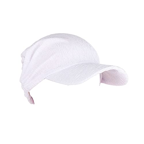 Unbekannt Visor Bandana mit Schirm Haarband Damen Baumwolle Beanie Hüte Sonnenhut Tennis Baseball-Mütze Turban Kopfbedeckung Headwear Kop Wraps Sonnenblende Kappe Weiß von Unbekannt