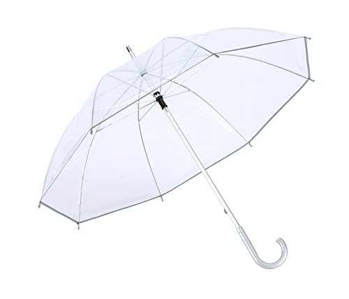 Unbekannter Regenschirm, transparent, silberfarben, Durchmesser: 96 cm von Unbekannt