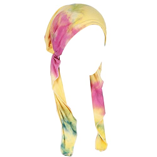 Unisex Casual Haarband Lässige Kopfbedeckung mit Blumenmuster für Damen, Kopfbedeckung, muslimische Turban-Kappe (Yellow, One Size) von Unbekannt