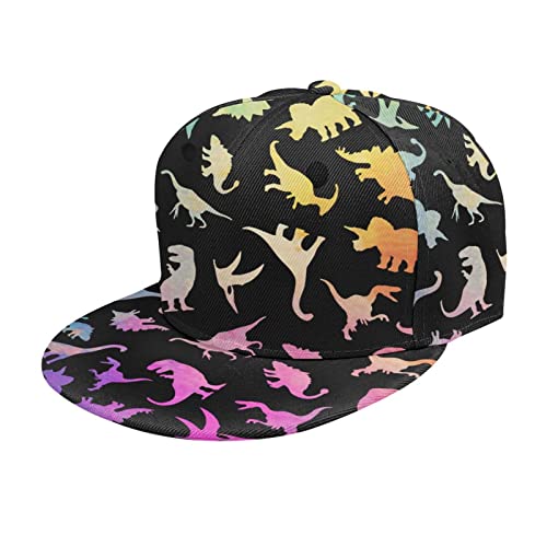 Unisex Snapback Cap Fun Dinosaurier Regenbogen Erwachsene Trucker Mütze Verstellbare Baseball Cap, Schwarz , One size von Unbekannt