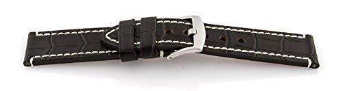 VK von Buran01.com Uhrenarmband Calf Kroko STYL Leather Dark Brown/White 20mm Watch Strap von Unbekannt