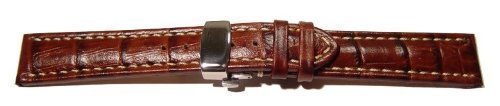 VK von Buran01.com Uhrenarmband XXL Calf Kroko STYL Leather Dark Brown/White 22mm Watch Strap von Unbekannt