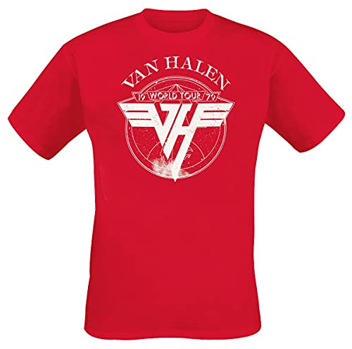 Van Halen 1979 Tour Männer T-Shirt rot L 100% Baumwolle Band-Merch, Bands von Van Halen