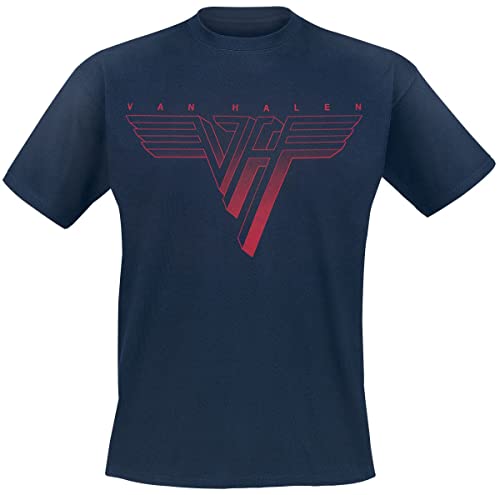 Van Halen Classic Red Logo Herren-T-Shirt, kurzärmlig, Marineblau, Regular/Normale Passform, Marineblau, M von Rock Off