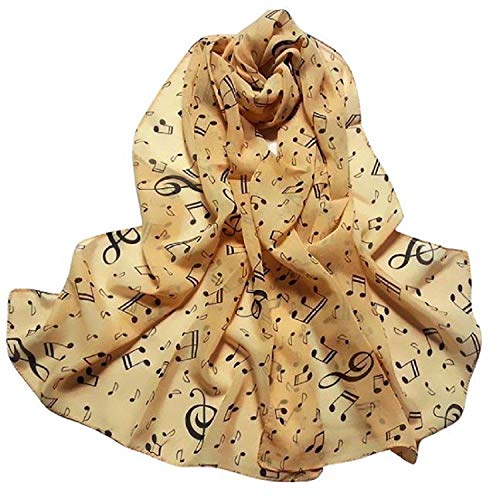 VinAge Damen Musiknote, weich, lang, Hals, aus Chiffon, großer Schal, Schal, Pashmina, Schal, Beige, Neuveröffentlicht von Unbekannt