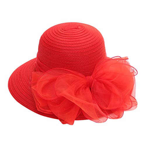 Y20K Sommer British Bridal Damen Hochzeit Kleid Party Fascinator Teehaube Hut Baseball Caps Herren Fitted Hüte, rot, One size von Unbekannt