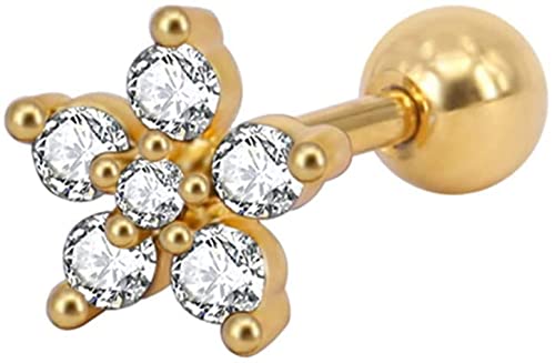 à la Mode 1 Stück Frauen Zirkonia Blume Pentagramm Ohr Ohrring Piercing Knorpel Schmuck Geschenk Weiß Gold von Unbekannt