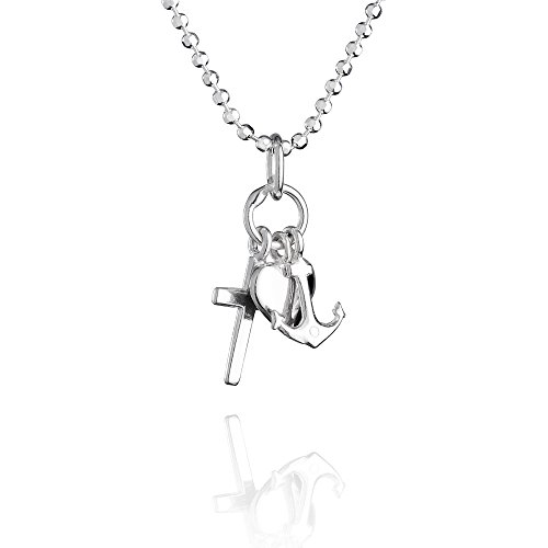 fish Kinderkette Mädchen Jungen Hals-Kette Sterling-Silber 925 Anhänger Glaube Liebe Hoffnung längen-verstellbar Geschenkverpackung Taufgeschenk von fish