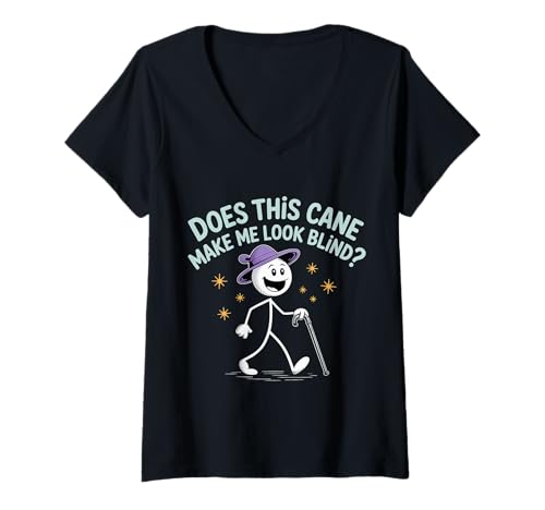 Damen Does This Cane Make Me Look Blind |- T-Shirt mit V-Ausschnitt Damen Does This Cane Make Me Look Blind |- T-Shirt mit V-Ausschnitt von Unbeschwerde Barrierefreundlichkeits -Wortspiele