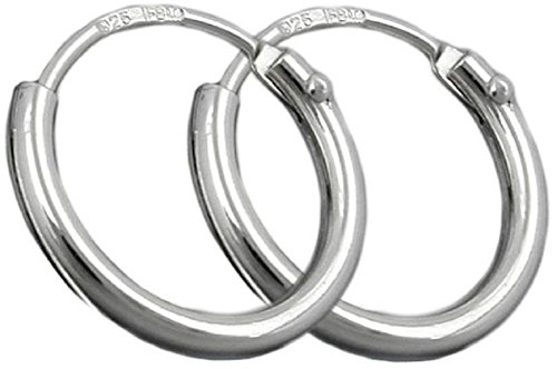 Damen Creolen Silber 925 Klein 11 x 1,3 mm Glänzend Stecker Schmuckbox Schmuck Ohrschmuck Ohrringe Kreolen von Unbespielt