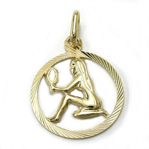 Goldanhänger Unisex Kettenanhänger Anhänger für Halskette Sternzeichen Jungfrau aus 375 9 kt Gold 15 mm inkl. Schmuckbox von Unbespielt