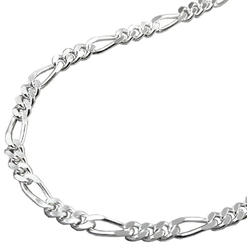 Kette Halskette Silberkette 925 Silber Damen Figarokette 2 x diamantiert für Frauen Länge 45 cm x 2 mm Anhängerkette Silber von Unbespielt