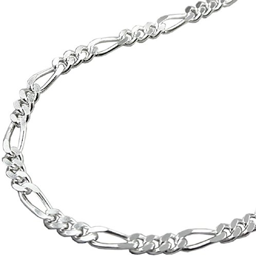 Kette Halskette Silberkette 925 Silber Damen Figarokette Panzerkette 2 x diamantiert für Frauen Länge 45 cm x 2,7 mm Anhängerkette Silber von Unbespielt