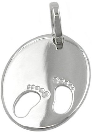 Kettenanhänger Silberanhänger für Halskette Unisex Kinder Geburt Fußabdrücke Silber 21 x 17 mm inkl. kleiner Schmuckbox von Unbespielt