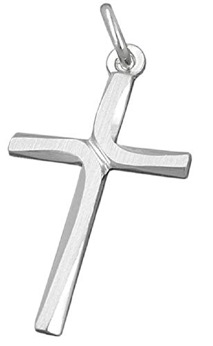 Kettenanhänger Silberanhänger für Halskette Unisex Anhänger Religiöses Kreuz mattiert glänzend 925 Silber 29 x 17 mm inkl. kleiner Schmuckbox von Unbespielt