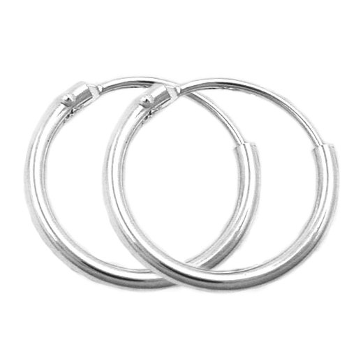 Schmuck Ohrschmuck Echt Silber Ohrringe Silber 925 Creolen mehrere Varianten zur Auswahl glänzend mit Steckverschluss Stecker inklusive Schmuckbox (Silber 13 x 1.3mm) von Unbespielt