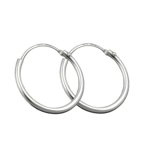 Schmuck Ohrschmuck Echt Silber Ohrringe Silber 925 Creolen mehrere Varianten zur Auswahl glänzend mit Steckverschluss Stecker inklusive Schmuckbox (Silber 15 x 1.2mm) von Unbespielt