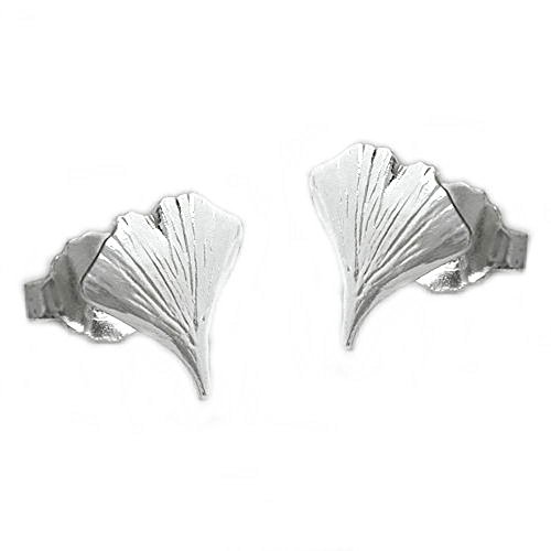 Schmuck Ohrschmuck Ohrringe Ohrstecker Ginkgoblatt aus 925 Silber 9 mm von Unbespielt