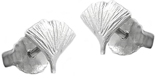 Schmuck Ohrschmuck Ohrringe Ohrstecker Ginkgoblatt mattiert aus 925 Silber 7 x 7 mm von Unbespielt