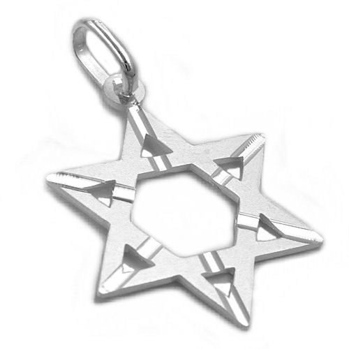 Schmuck Religiöser Anhänger David Stern matt aus Silber 925 29x22mm von Unbespielt