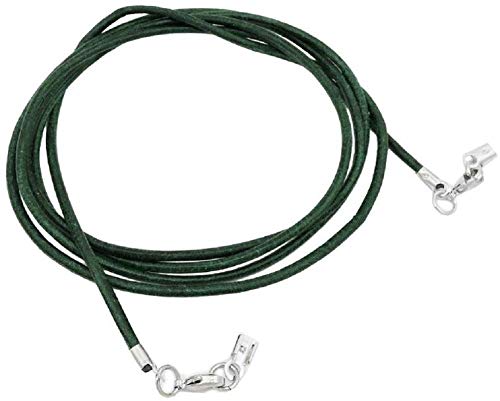 Unbespielt Lederband Halskette Dunkel Grün Damen Herren Zwei Karabinerverschluss Silberfarben 1m Lang Kürzbar von Unbespielt
