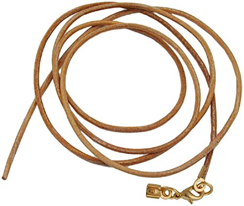 Unbespielt Lederband Natur 1m Lang K?rzbar Karabinerverschluss Goldfarben Kette Collier Halskette Damen Herren Kinder von Unbespielt