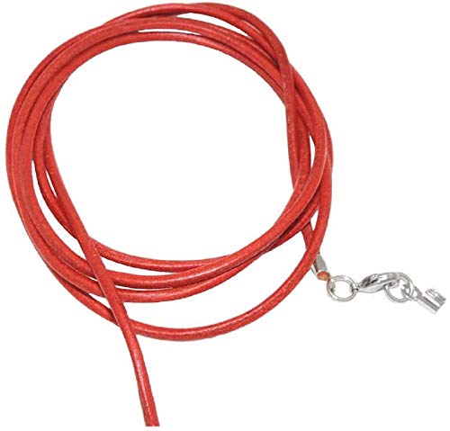 Unbespielt Lederband Orange 1m x 2 mm Kürzbar Rund Kette Collier Damen Herren Kinder Verschluss Silberfarben von Unbespielt