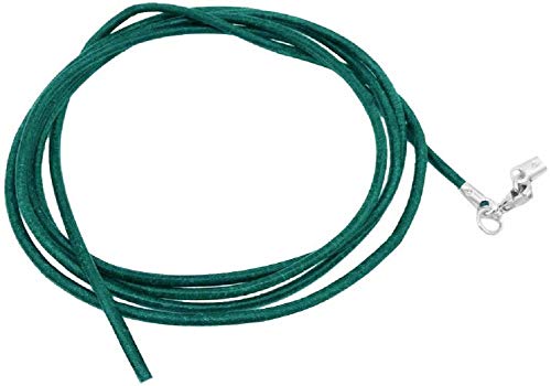 Unbespielt Lederband Türkis 1m x 2 mm Kürzbar Rund Kette Collier Damen Herren Kinder Verschluss Silberfarben von Unbespielt