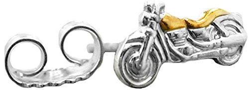 Ohrstecker Motorrad bicolor 1 Stück Unisex 925 Silber 8 x 4 mm inklusive Schmuckbox Ohrschmuck Ohrringe von Unbespielt