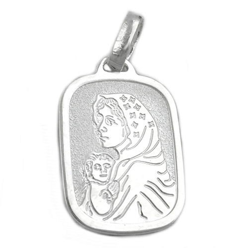 Unisex Kettenanhänger Anhänger Maria mit Jesuskind aus 925 Silber Abmessung 21 x 15 mm inkl. kleiner Schmuckbox von Unbespielt