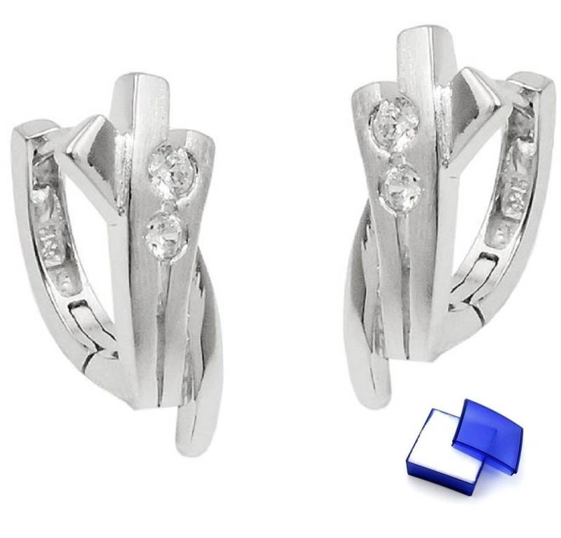 unbespielt Paar Creolen Ohrringe mit Zirkonias matt-glänzend rhodiniert 925 Silber 16 x 7 mm, Silberschmuck für Damen unbespielt Paar Creolen Ohrringe mit Zirkonias matt-glänzend rhodiniert 925 Silber 16 x 7 mm, Silberschmuck für Damen von unbespielt