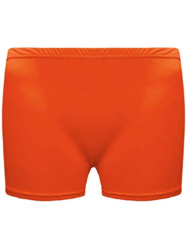 Mädchen Microfiber Hot Pants Kurze Hose Tanzen Fitness-Studio Stretch Shorts Alter 5-12 (Alter 11-12, Neon Orange) von Unbranded